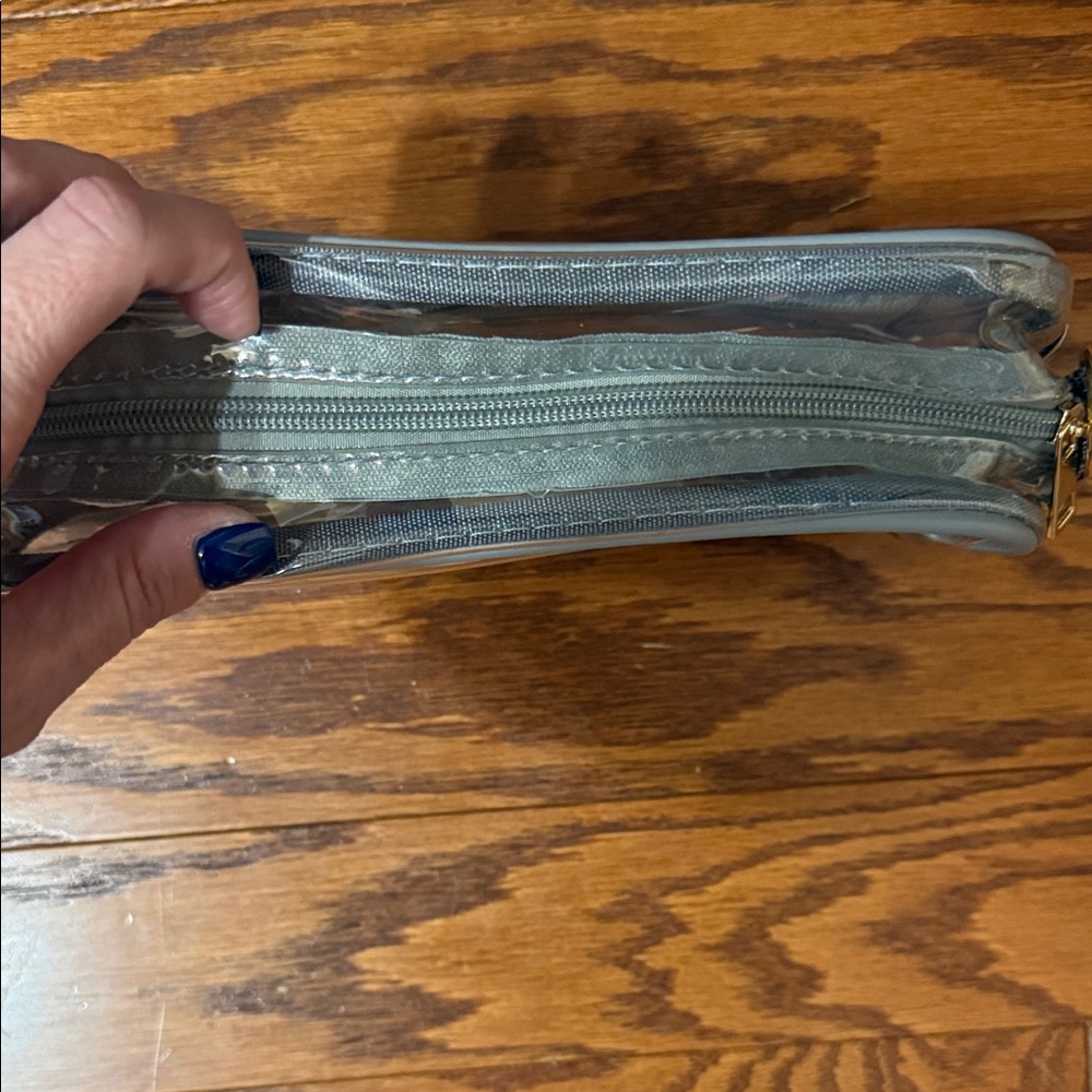 Clear Crossbody Bag with Gold Accents - Picture 2 of 3